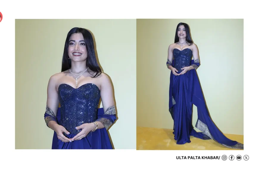 Rashmika Mandanna Stuns in Blue Amit Aggarwal Outfit at Diwali Party, Announces Support for 400 Families
